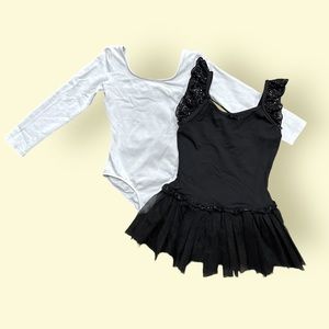 Capezio & Bloch 4/6 M Medium Child 5T Ballet Dance Leotard Black White Girls